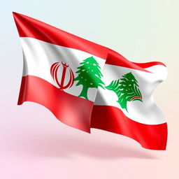 A vibrant and artistic representation of the flags of Iran and Lebanon displayed together in a harmonious manner