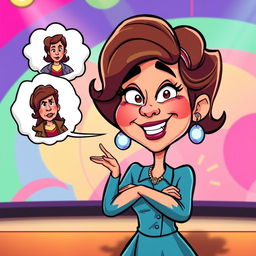 A vibrant and humorous cartoon character representation of Chabelita, playfully critiquing her mother, Isabel Pantoja