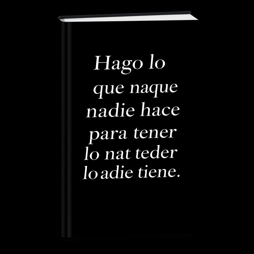 A striking book cover design featuring the quote "Hago lo que nadie hace para tener lo que nadie tiene" in bold, elegant typography