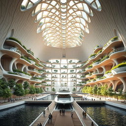 A futuristic building designed to resemble the appearance of Persepolis with a large opening mimicking the architecture of Achaemenid structures