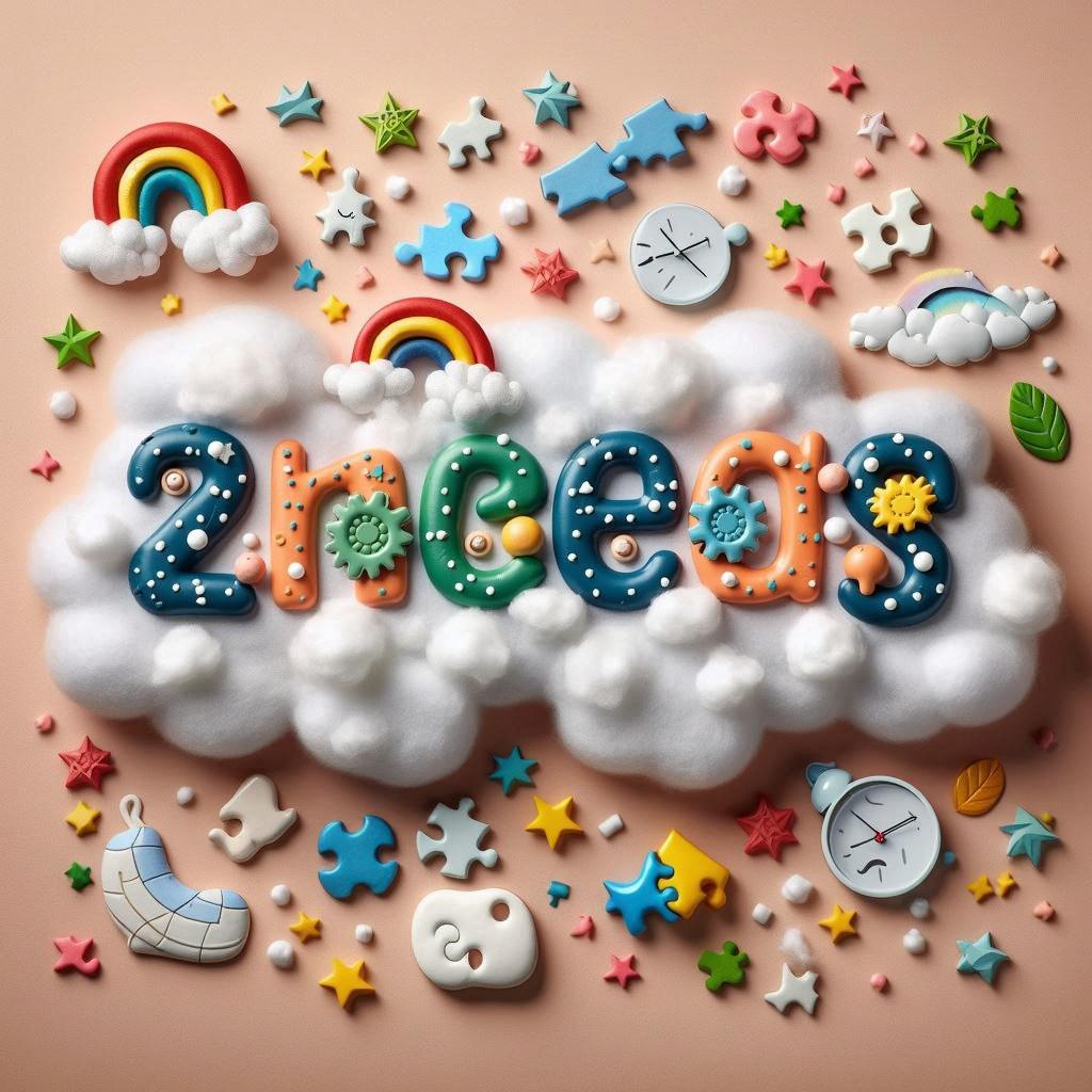 A vibrant arrangement of colorful 3D letters spelling out 'Soneca', designed with a playful and child-friendly aesthetic