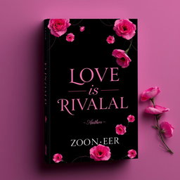A book cover design featuring a black and pink color theme, conveying a dark romance aesthetic