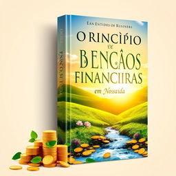 An inspiring book cover design for 'O Princípio de Bençãos Financeiras em Nossa Vida'