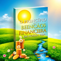 An inspiring book cover design for 'O Princípio de Bençãos Financeiras em Nossa Vida'