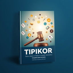 A visually striking book cover design representing the theme of law, specifically related to TIPIKOR (Corruption Eradication), new steps in asset recovery