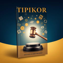 A visually striking book cover design representing the theme of law, specifically related to TIPIKOR (Corruption Eradication), new steps in asset recovery