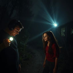 In a hauntingly abandoned village, two men and one woman bravely explore their eerie surroundings