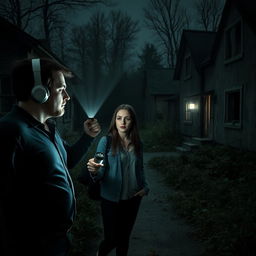 In a hauntingly abandoned village, two men and one woman bravely explore their eerie surroundings
