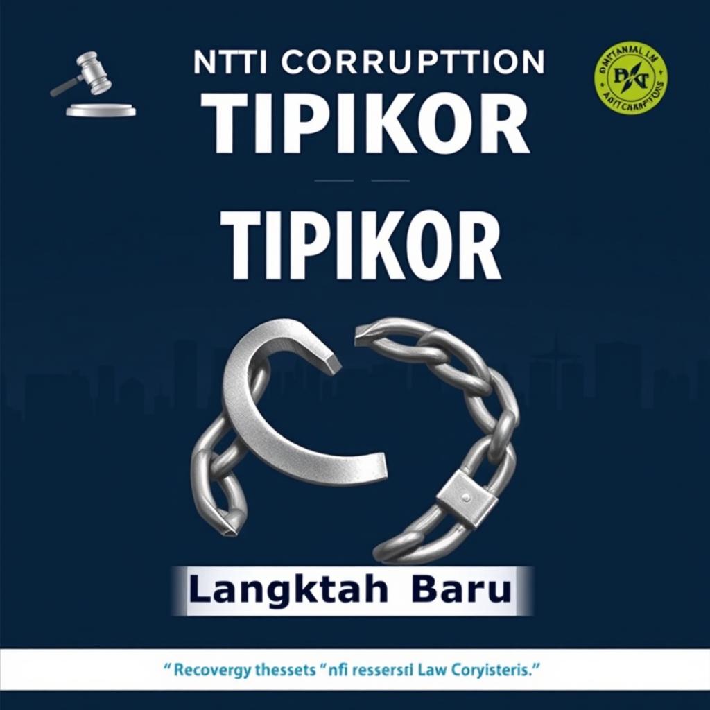 A captivating book cover design focused on anticorruption law, specifically TIPIKOR (Tindakan Pidana Korupsi), featuring symbolic imagery like a gavel, scales of justice, and handcuffs
