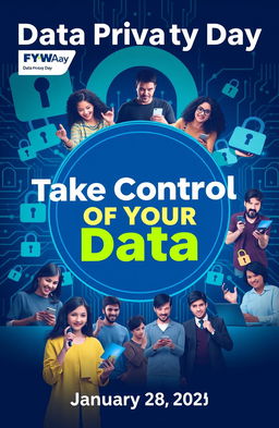 A visually engaging poster design for Data Privacy Day on January 28, 2025