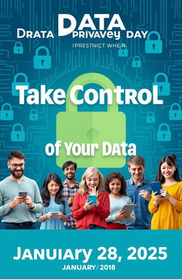 A visually engaging poster design for Data Privacy Day on January 28, 2025