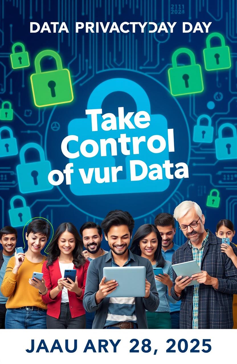 A visually engaging poster design for Data Privacy Day on January 28, 2025
