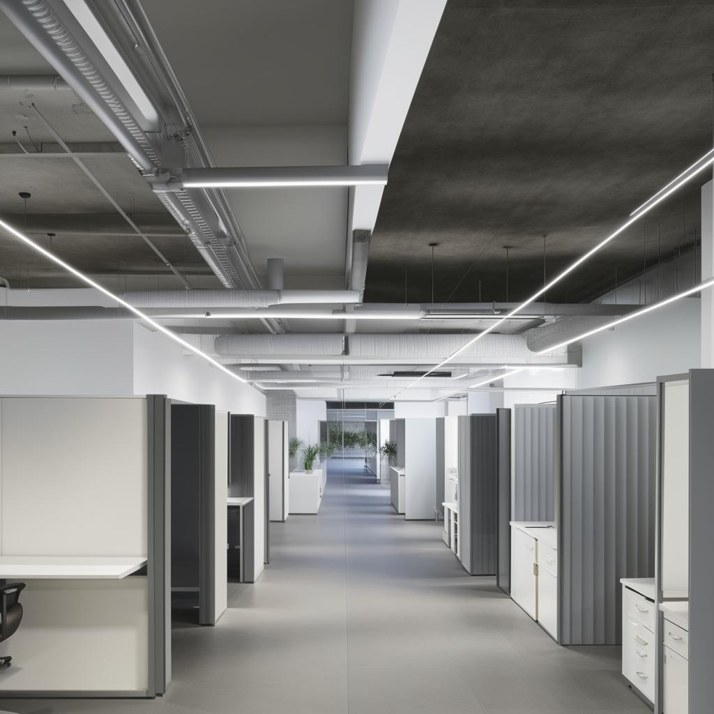 White and gray themed shared office space, conveying a sense of effective collaboration and professional atmosphere.