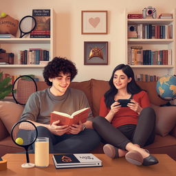 A cozy living room scene with a warm and inviting atmosphere