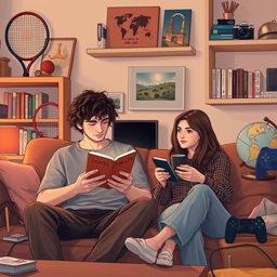 A cozy living room scene with a warm and inviting atmosphere