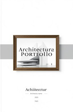 An elegant and minimalist cover page design for an architectural portfolio, featuring a sleek and modern layout