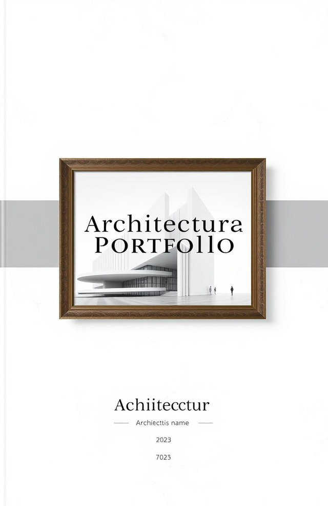 An elegant and minimalist cover page design for an architectural portfolio, featuring a sleek and modern layout