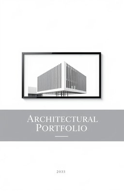An elegant and minimalist cover page design for an architectural portfolio, featuring a sleek and modern layout