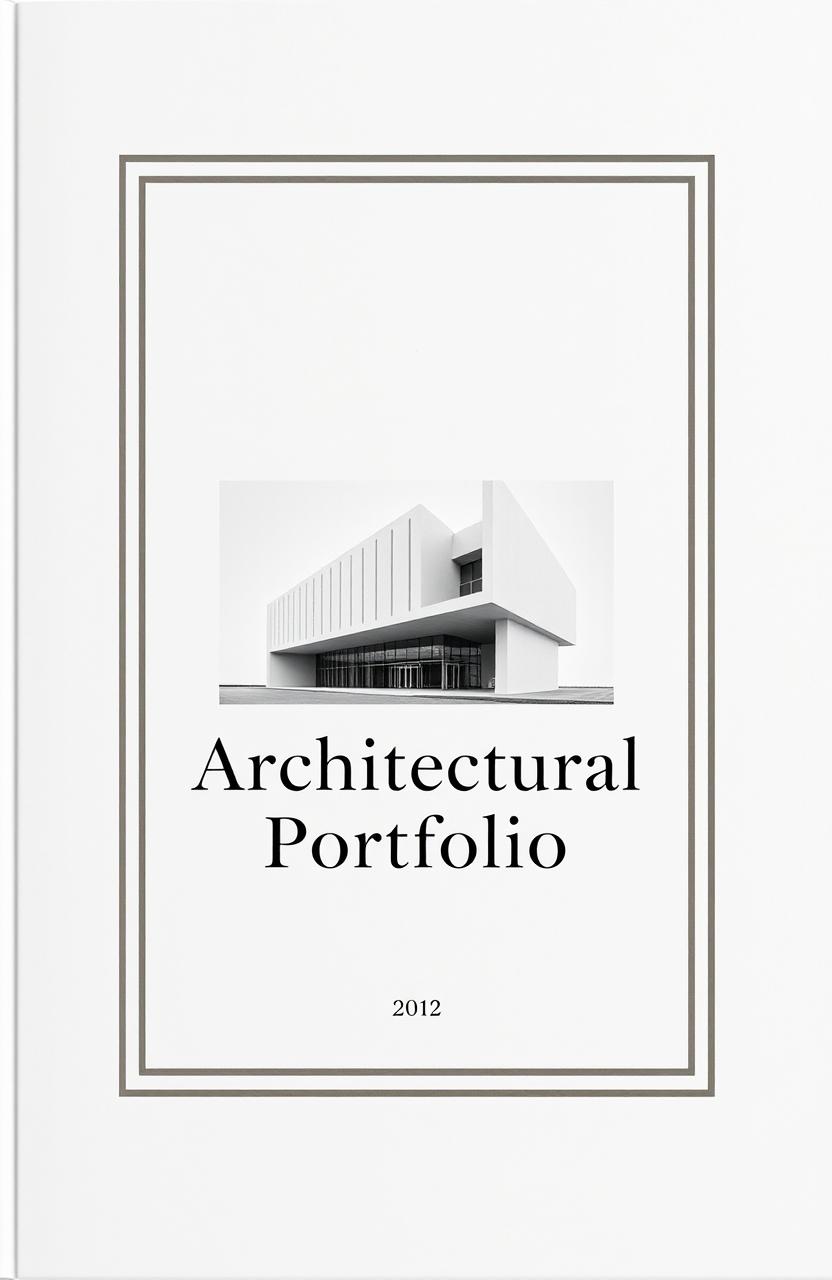 An elegant and minimalist cover page design for an architectural portfolio, featuring a sleek and modern layout