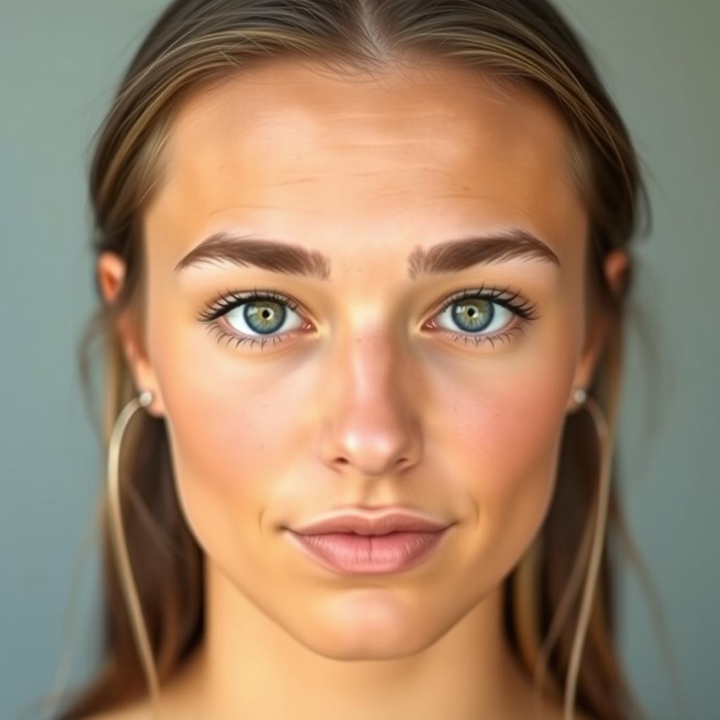 A portrait of a person with a medium-sized and ordinary face