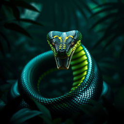 A fierce and angry cobra, coiling its body in an aggressive posture