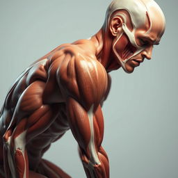 A highly detailed and artistic representation of male anatomy, focusing on the muscular structure and form