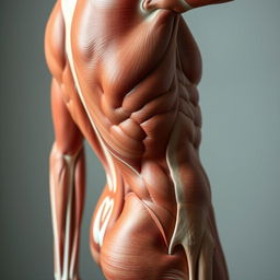 A highly detailed and artistic representation of male anatomy, focusing on the muscular structure and form