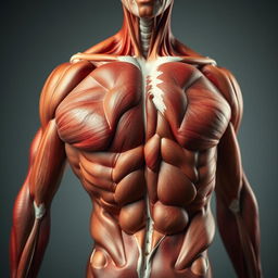 A highly detailed and artistic representation of male anatomy, focusing on the muscular structure and form