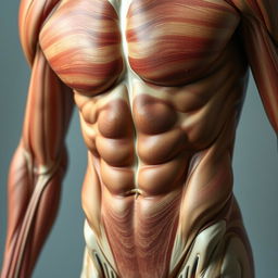 A highly detailed and artistic representation of male anatomy, focusing on the muscular structure and form