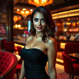 A stunning and alluring woman with deep, sultry eyes and a confident smile