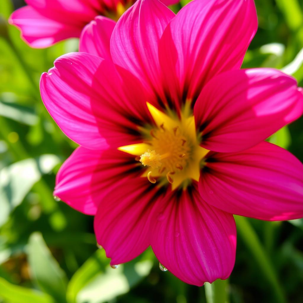 A close-up of a vibrant flower in full bloom, showcasing intricate petal details and vivid colors