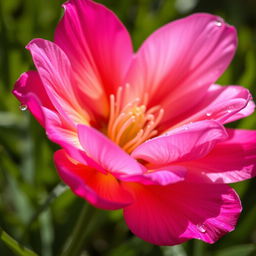 A close-up of a vibrant flower in full bloom, showcasing intricate petal details and vivid colors