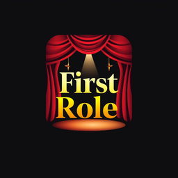 A captivating logo design for an application named 'First Role' focusing on theater