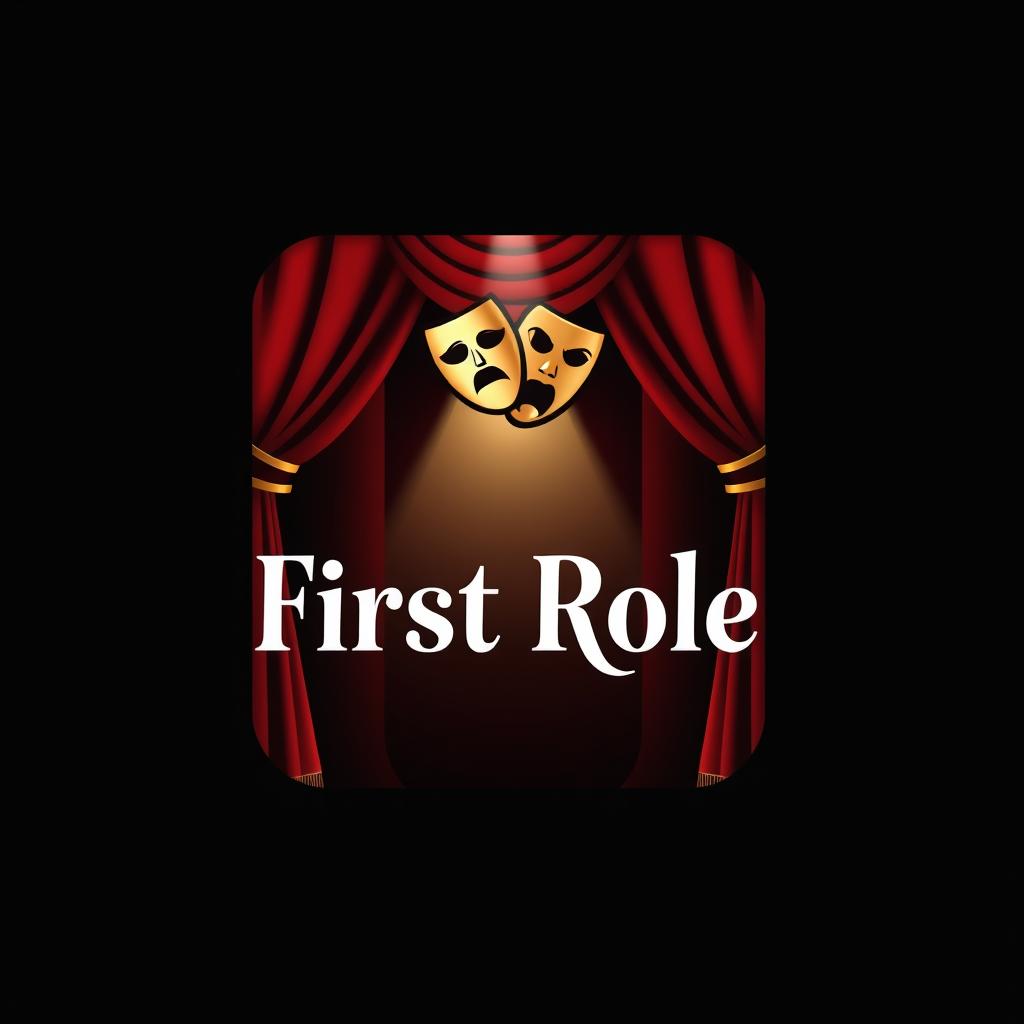 A captivating logo design for an application named 'First Role' focusing on theater