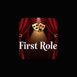 A captivating logo design for an application named 'First Role' focusing on theater