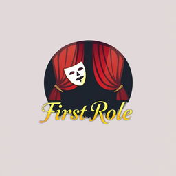 A captivating logo design for an application named 'First Role' focusing on theater