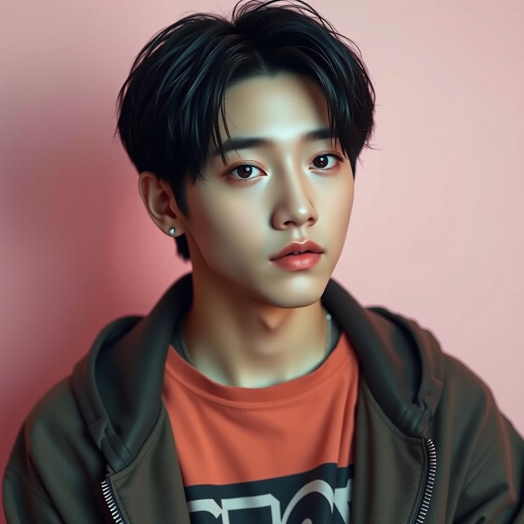 A stunning portrait of Yoongi (Suga) from BTS, showcasing his captivating features and essence