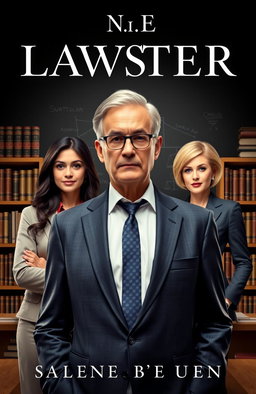 A captivating novel cover featuring a distinguished law professor in a scholarly setting