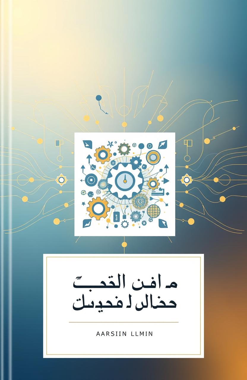A sleek book cover featuring a central square filled with abstract interconnected icons such as gears, flowcharts, and arrows