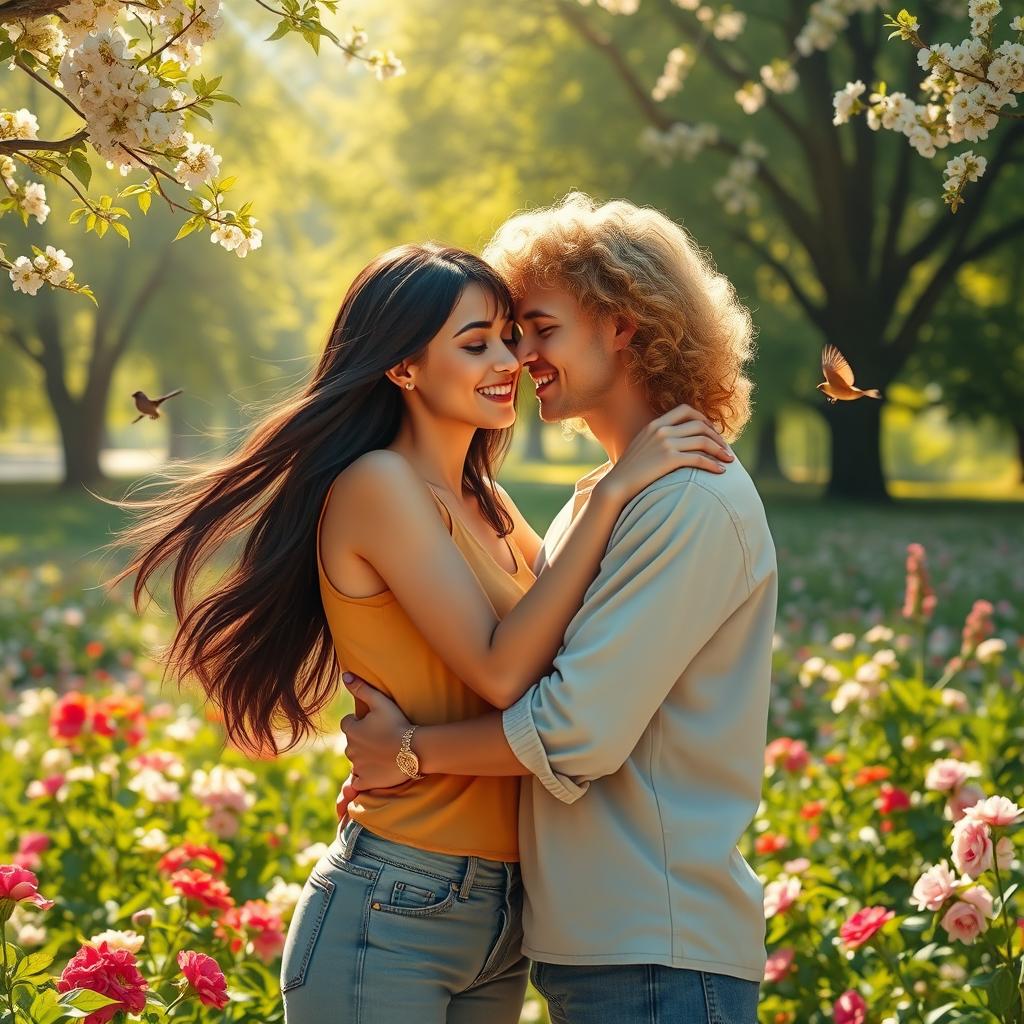 A warm and tender scene depicting two individuals in a heartfelt embrace