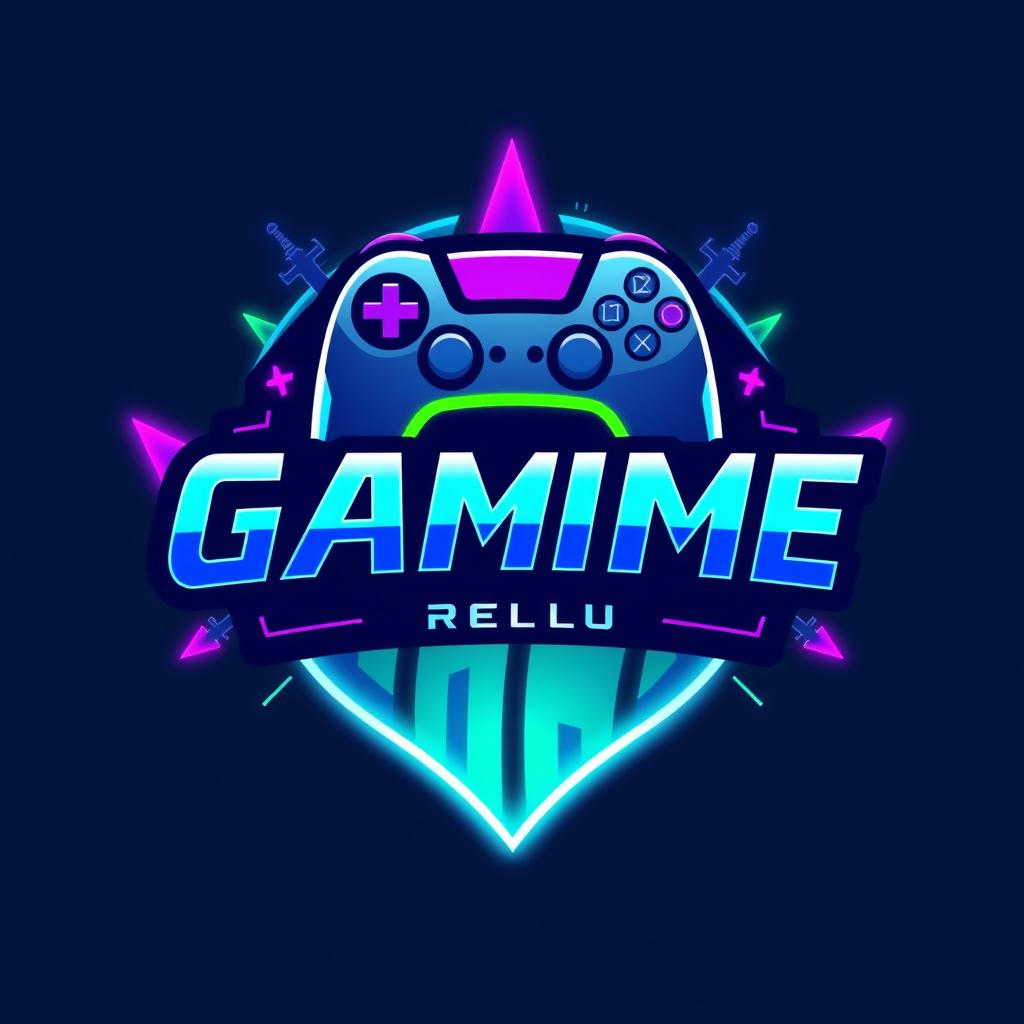 A vibrant and modern logo for a video game, incorporating elements like a stylized game controller and pixel art
