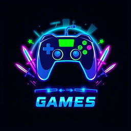 A vibrant and modern logo for a video game, incorporating elements like a stylized game controller and pixel art
