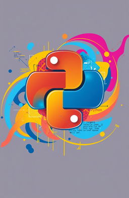 An artistic interpretation of a stylized Python logo integrated with vivid geometric patterns and bright, engaging colors