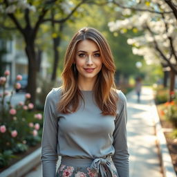 A stylish and attractive Russian woman aged 35 to 45, showcasing a fashionable shoulder-length hairstyle that beautifully suits her