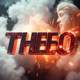 A stunning 3D representation of the word 'THEO', designed to look like it came straight out of an action movie