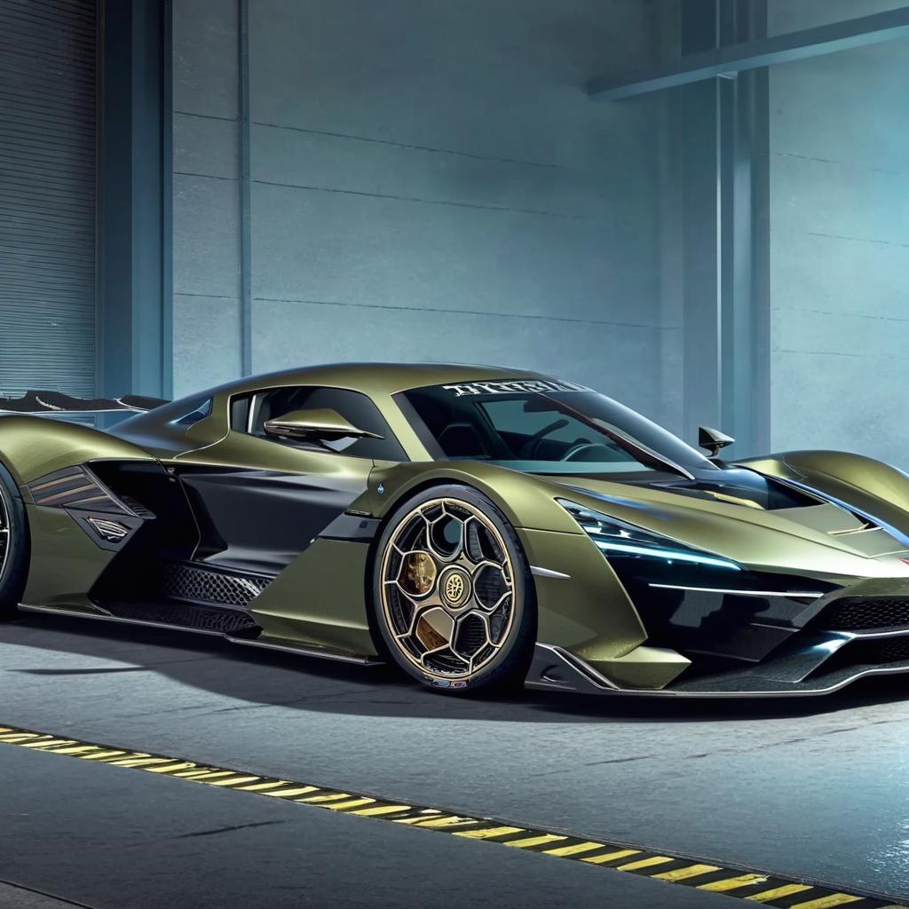 Englisch hypercar Design with tuning wheels on it