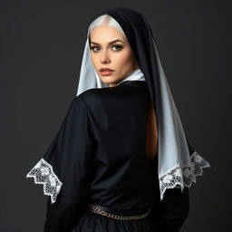 A young attractive woman with white hair, a touch of blush on her cheeks, and slightly plump lips