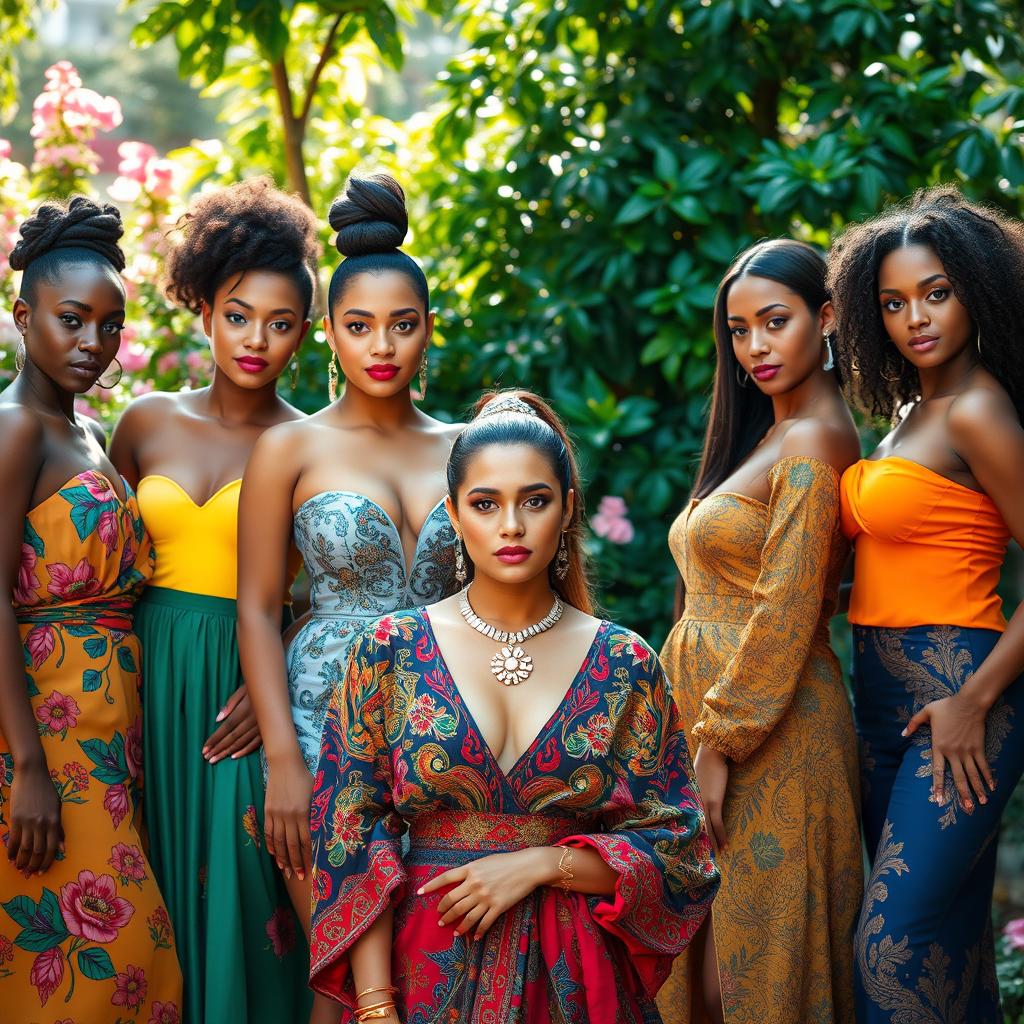 A collection of beautiful women from diverse backgrounds, showcasing unique styles and poses