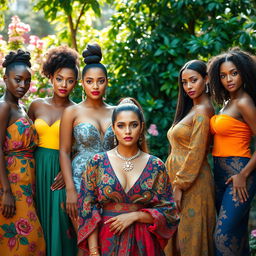 A collection of beautiful women from diverse backgrounds, showcasing unique styles and poses