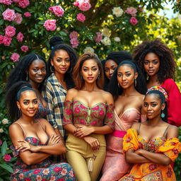 A collection of beautiful women from diverse backgrounds, showcasing unique styles and poses
